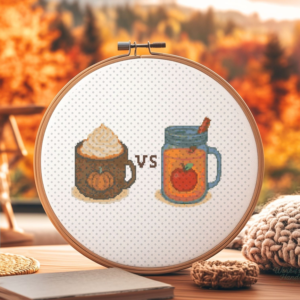 Pumpkin Spice Latte vs. Apple Cider Cross Stitch Pattern